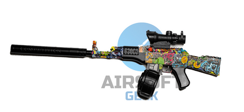 Splatter Mini AK47 Gel Blaster - Dødningehoved Grafiti